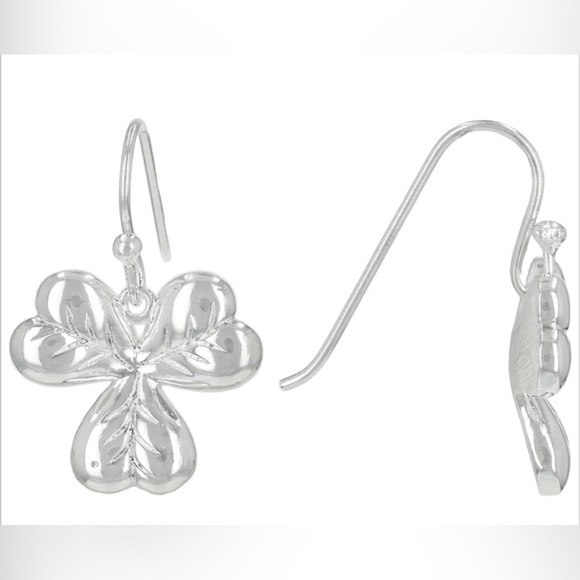 Shamrock dainty designer style dangle earrings sterling silver - Picture 1 of 5